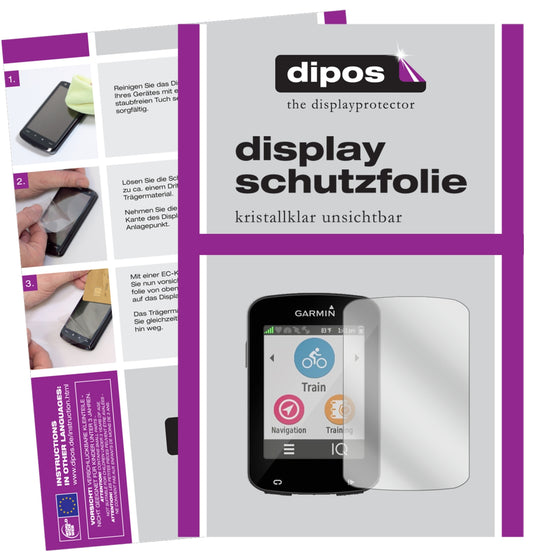Klare Displayschutzfolie von dipos passend für Garmin Edge Explore 820, präziser Zuschnitt und blasenfrei montiert
