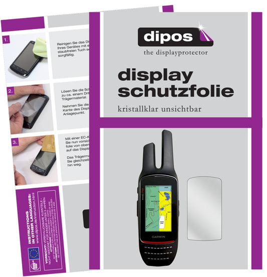Klare Displayschutzfolie von dipos passend für Garmin Rino 755t, präziser Zuschnitt und blasenfrei montiert