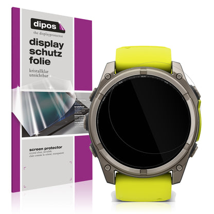 Klare Displayschutzfolie von dipos passend für Garmin Tactix 8 51mm SOLAR, präziser Zuschnitt und blasenfrei montiert