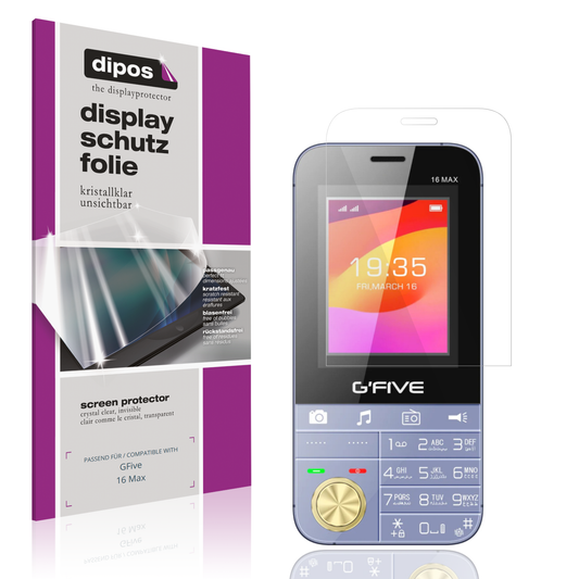 Klare Displayschutzfolie von dipos passend für GFive 16 Max, präziser Zuschnitt und blasenfrei montiert