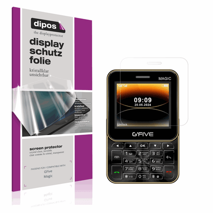Klare Displayschutzfolie von dipos passend für GFive Magic, präziser Zuschnitt und blasenfrei montiert