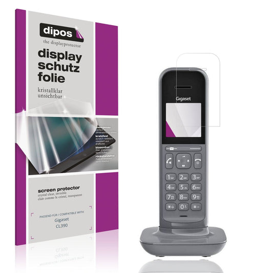 Klare Displayschutzfolie von dipos passend für Gigaset CL390, präziser Zuschnitt und blasenfrei montiert