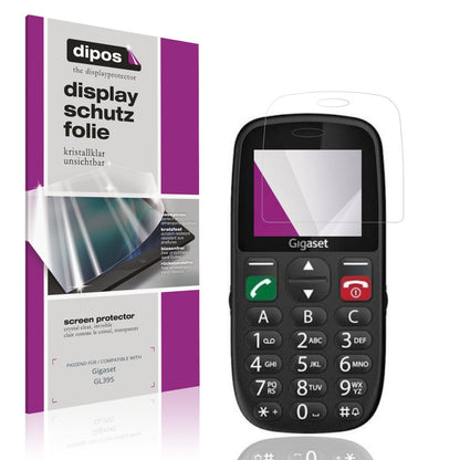 Klare Displayschutzfolie von dipos passend für Gigaset GL395, präziser Zuschnitt und blasenfrei montiert