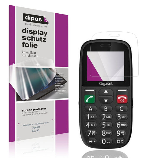 Klare Displayschutzfolie von dipos passend für Gigaset GL395, präziser Zuschnitt und blasenfrei montiert