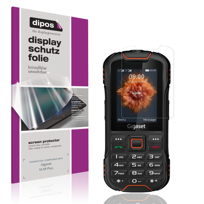 Klare Displayschutzfolie von dipos passend für Gigaset GLX8 Plus, präziser Zuschnitt und blasenfrei montiert