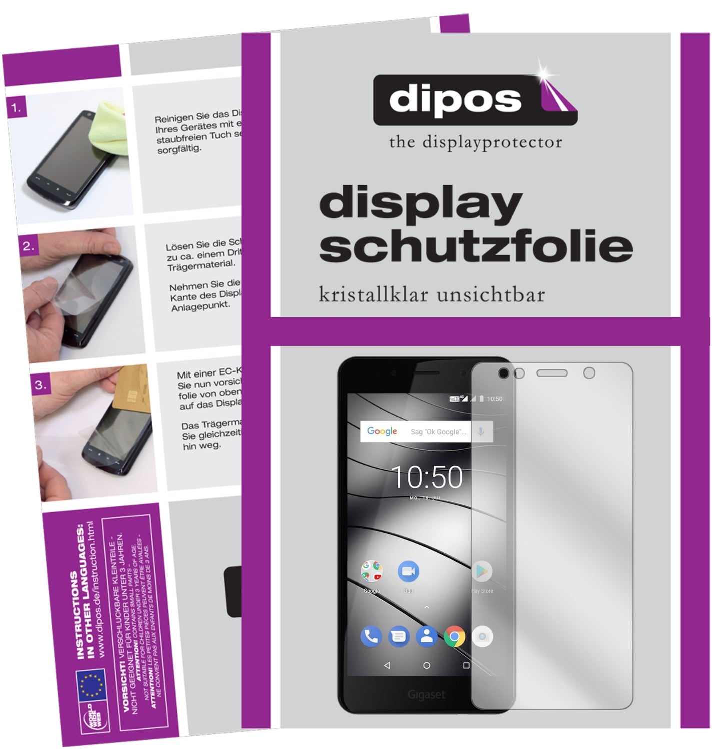 Klare Displayschutzfolie von dipos passend für Gigaset GS180, präziser Zuschnitt und blasenfrei montiert
