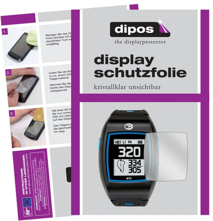 Klare Displayschutzfolie von dipos passend für Golfbuddy WT5, präziser Zuschnitt und blasenfrei montiert