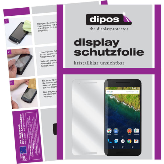 Klare Displayschutzfolie von dipos passend für Google Nexus 6P Huawei, präziser Zuschnitt und blasenfrei montiert