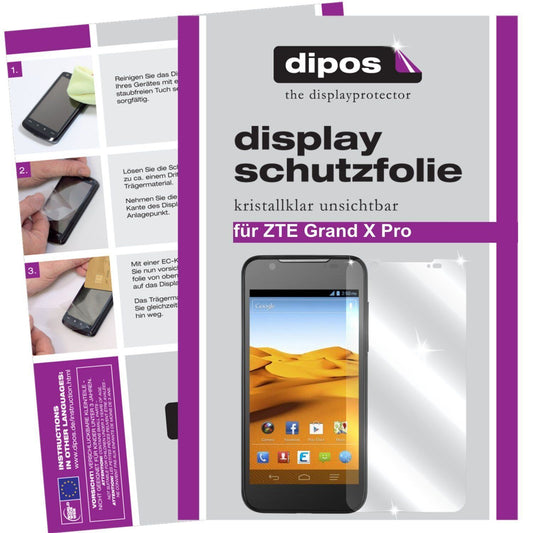 Klare Displayschutzfolie von dipos passend für Grand X Pro ZTE, präziser Zuschnitt und blasenfrei montiert
