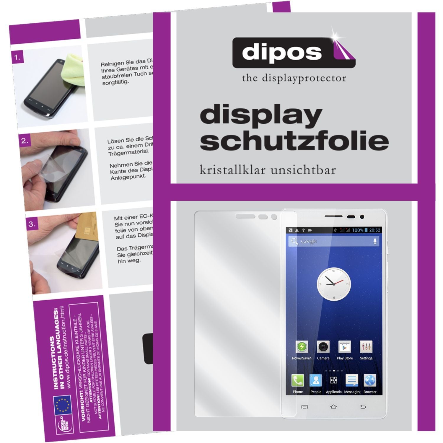 Klare Displayschutzfolie von dipos passend für GT88 Cubot, präziser Zuschnitt und blasenfrei montiert