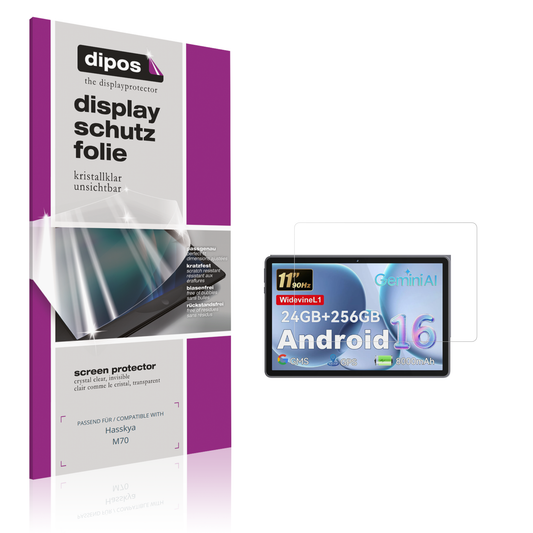 Klare Displayschutzfolie von dipos passend für Hasskya M70, präziser Zuschnitt und blasenfrei montiert