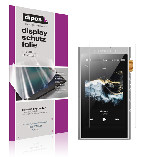 Klare Displayschutzfolie von dipos passend für HIFI WALKER G7 Pro, präziser Zuschnitt und blasenfrei montiert