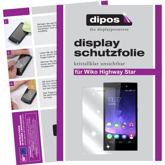 Klare Displayschutzfolie von dipos passend für Highway Star Wiko, präziser Zuschnitt und blasenfrei montiert