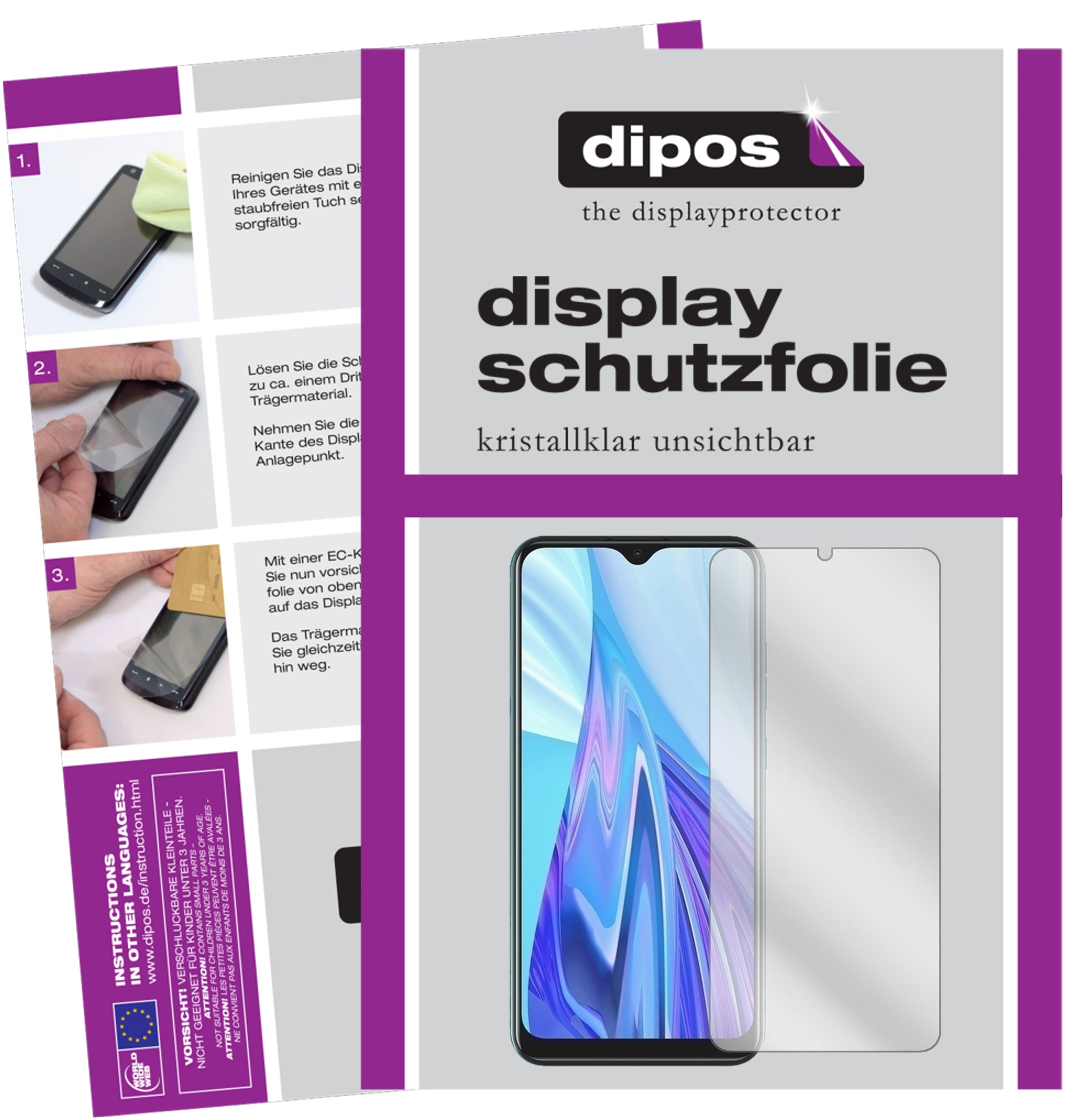 Klare Displayschutzfolie von dipos passend für Hisense F30s, präziser Zuschnitt und blasenfrei montiert