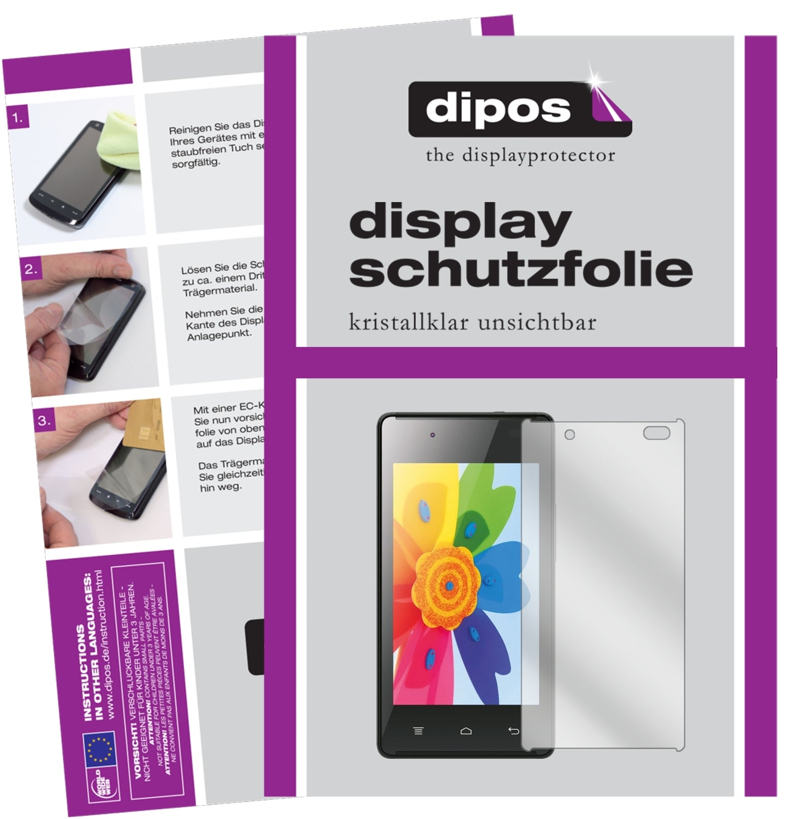 Klare Displayschutzfolie von dipos passend für Hisense HS-U610, präziser Zuschnitt und blasenfrei montiert