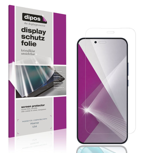 Klare Displayschutzfolie von dipos passend für Hisense U54, präziser Zuschnitt und blasenfrei montiert