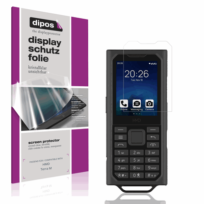Klare Displayschutzfolie von dipos passend für HMD Terra M, präziser Zuschnitt und blasenfrei montiert