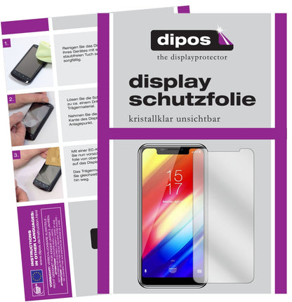 Klare Displayschutzfolie von dipos passend für HomTom H10, präziser Zuschnitt und blasenfrei montiert
