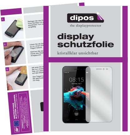 Klare Displayschutzfolie von dipos passend für HOMTOM HT16 2016, präziser Zuschnitt und blasenfrei montiert