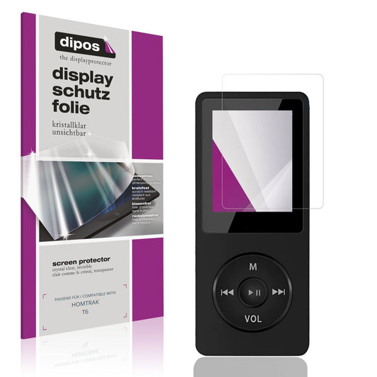 Klare Displayschutzfolie von dipos passend für HOMTRAK T6, präziser Zuschnitt und blasenfrei montiert