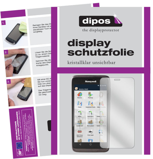 Klare Displayschutzfolie von dipos passend für Honeywell EDA51, präziser Zuschnitt und blasenfrei montiert