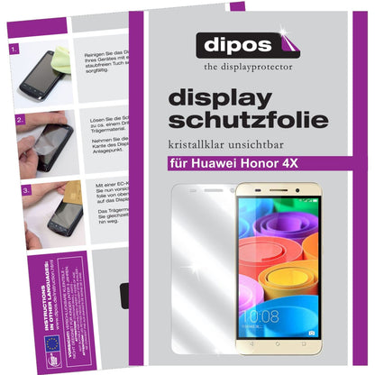 Klare Displayschutzfolie von dipos passend für Honor 4X Huawei, präziser Zuschnitt und blasenfrei montiert