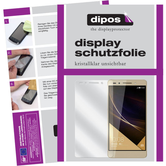 Klare Displayschutzfolie von dipos passend für Honor 7 Huawei, präziser Zuschnitt und blasenfrei montiert