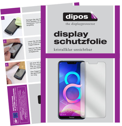 Klare Displayschutzfolie von dipos passend für Honor 8C, präziser Zuschnitt und blasenfrei montiert