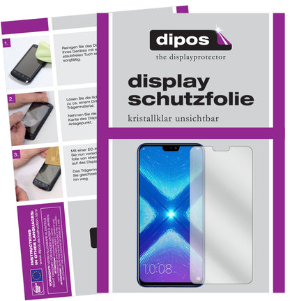 Klare Displayschutzfolie von dipos passend für Honor 8X Max, präziser Zuschnitt und blasenfrei montiert