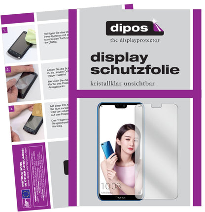 Klare Displayschutzfolie von dipos passend für Honor 9i 2018, präziser Zuschnitt und blasenfrei montiert