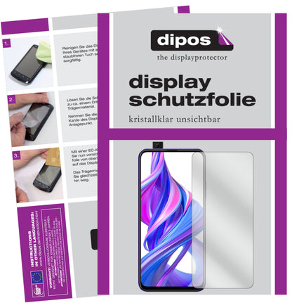 Klare Displayschutzfolie von dipos passend für Honor 9X, präziser Zuschnitt und blasenfrei montiert