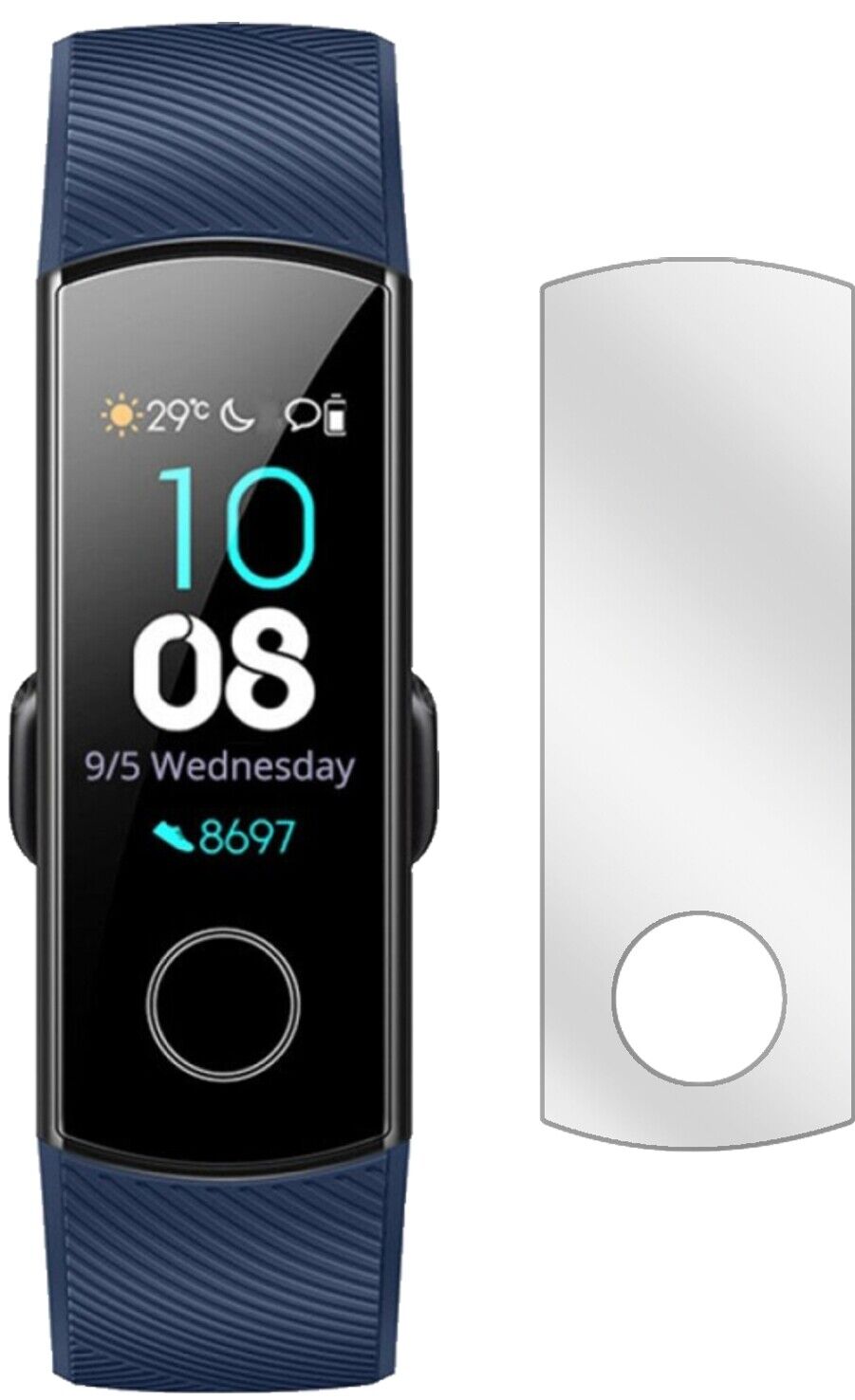 Klare Displayschutzfolie von dipos passend für Honor Band 4, präziser Zuschnitt und blasenfrei montiert