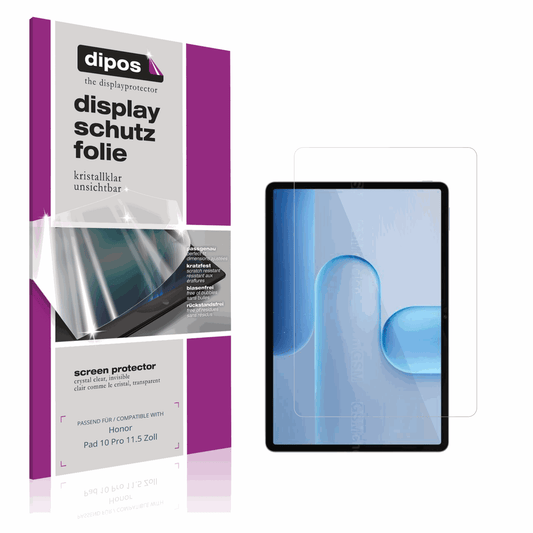 Klare Displayschutzfolie von dipos passend für Honor Pad 10 Pro 11.5 Zoll, präziser Zuschnitt und blasenfrei montiert