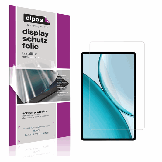 Klare Displayschutzfolie von dipos passend für Honor Pad X10 Pro 11.5 Zoll, präziser Zuschnitt und blasenfrei montiert