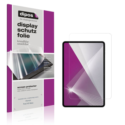 Klare Displayschutzfolie von dipos passend für Honor Pad X9 Max, präziser Zuschnitt und blasenfrei montiert