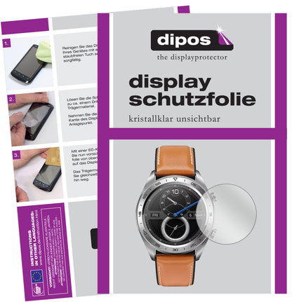 Klare Displayschutzfolie von dipos passend für Honor Watch Magic, präziser Zuschnitt und blasenfrei montiert