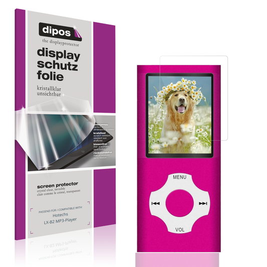 Klare Displayschutzfolie von dipos passend für Hotechs LX-B2 MP3-Player, präziser Zuschnitt und blasenfrei montiert
