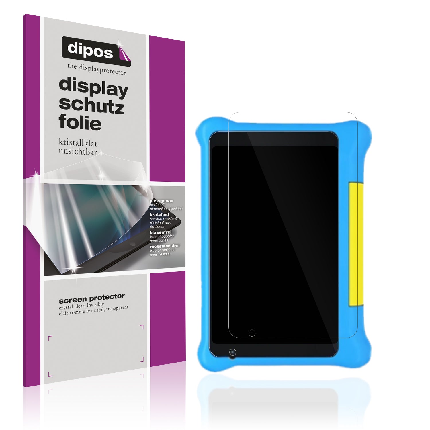 Klare Displayschutzfolie von dipos passend für HotLight Kinder Tablet 7 Zoll, präziser Zuschnitt und blasenfrei montiert