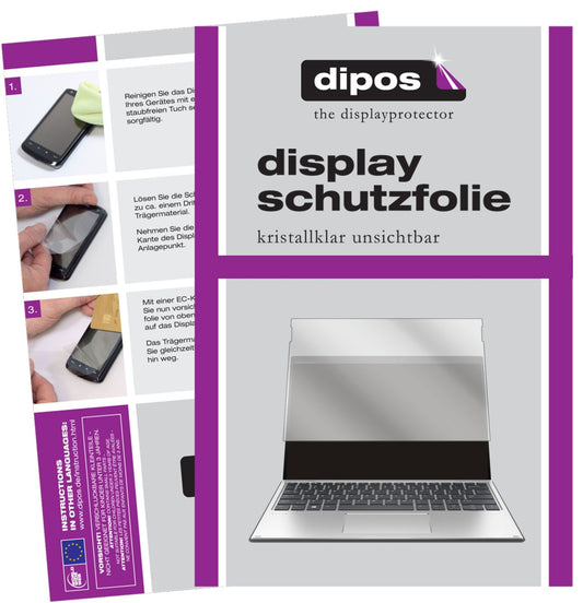 Klare Displayschutzfolie von dipos passend für HP Elite x2 G8 13 Zoll, präziser Zuschnitt und blasenfrei montiert