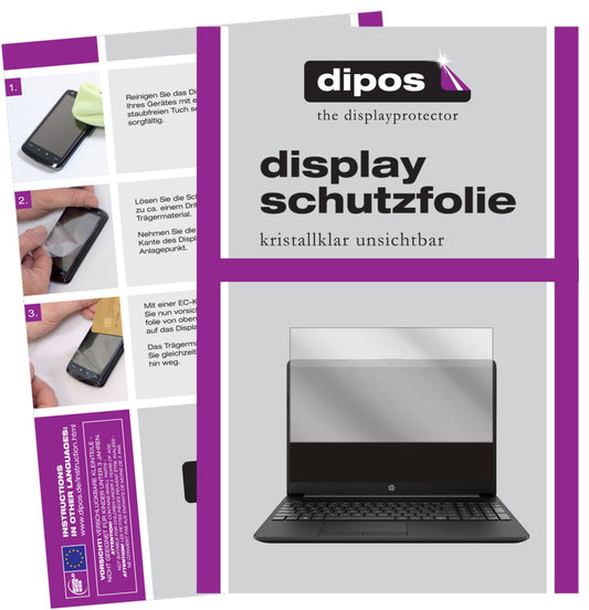 Klare Displayschutzfolie von dipos passend für HP Notebook 15 Zoll gw0542ng, präziser Zuschnitt und blasenfrei montiert