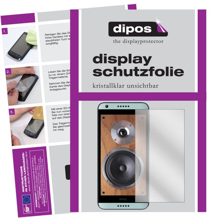 Klare Displayschutzfolie von dipos passend für HTC Desire 650, präziser Zuschnitt und blasenfrei montiert