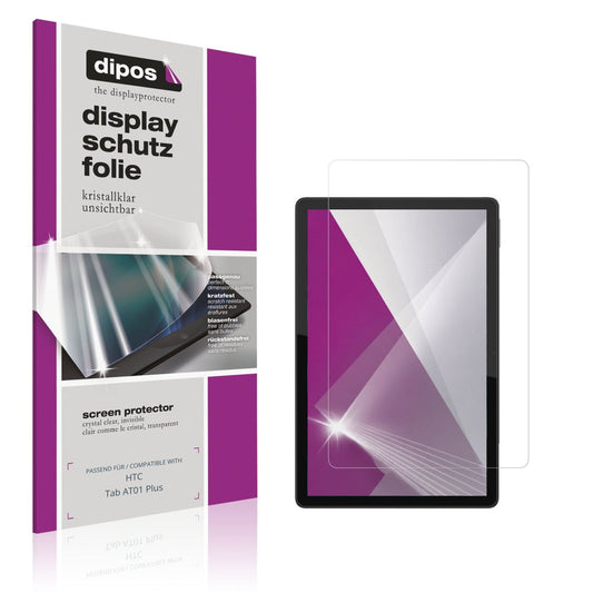 Klare Displayschutzfolie von dipos passend für HTC Tab AT01 Plus, präziser Zuschnitt und blasenfrei montiert