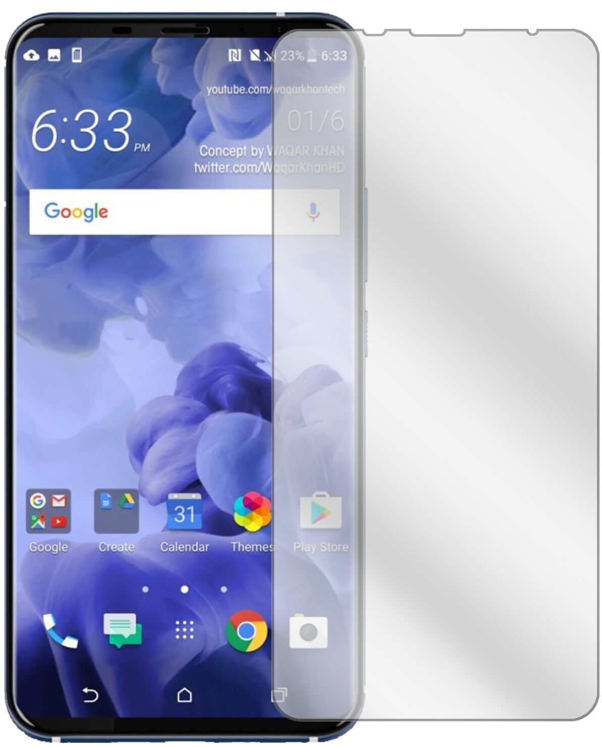 Klare Displayschutzfolie von dipos passend für HTC U11 Plus, präziser Zuschnitt und blasenfrei montiert