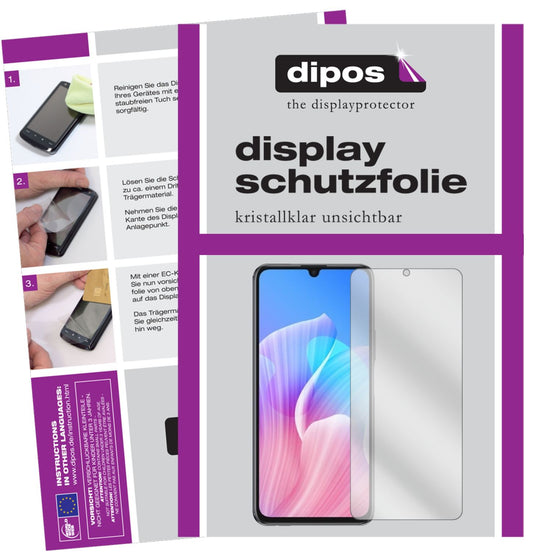 Klare Displayschutzfolie von dipos passend für Huawei Enjoy 20 Plus, präziser Zuschnitt und blasenfrei montiert