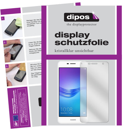 Klare Displayschutzfolie von dipos passend für Huawei Enjoy 7 Plus, präziser Zuschnitt und blasenfrei montiert