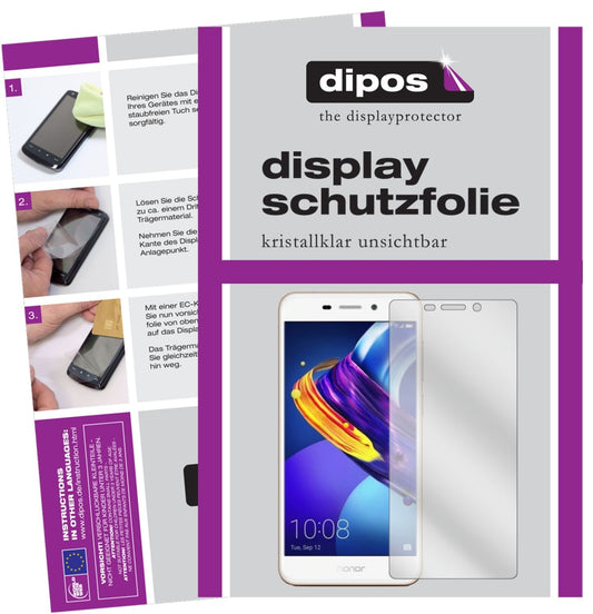 Klare Displayschutzfolie von dipos passend für Huawei Honor 6C Pro, präziser Zuschnitt und blasenfrei montiert