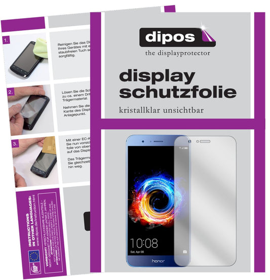 Klare Displayschutzfolie von dipos passend für Huawei Honor 8 Pro, präziser Zuschnitt und blasenfrei montiert