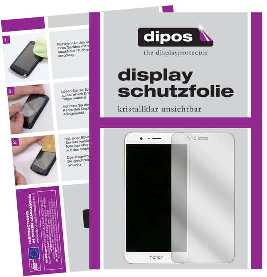 Klare Displayschutzfolie von dipos passend für Huawei Honor V9, präziser Zuschnitt und blasenfrei montiert