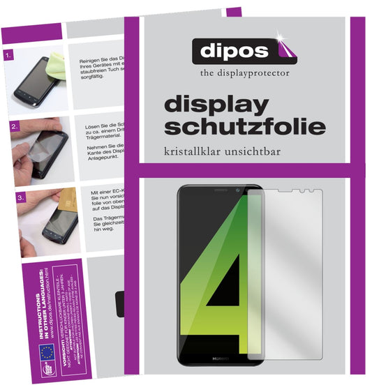 Klare Displayschutzfolie von dipos passend für Huawei Mate 10 Lite, präziser Zuschnitt und blasenfrei montiert
