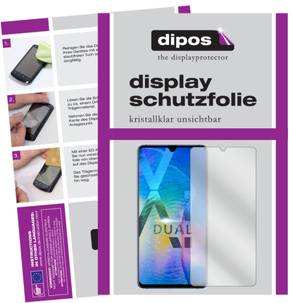 Klare Displayschutzfolie von dipos passend für Huawei Mate 20 X, präziser Zuschnitt und blasenfrei montiert